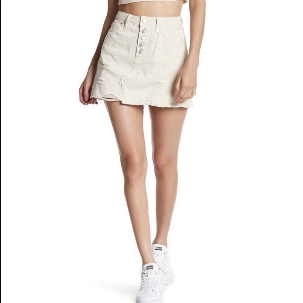 Free People We the Free cream denim mini skirt, size 24